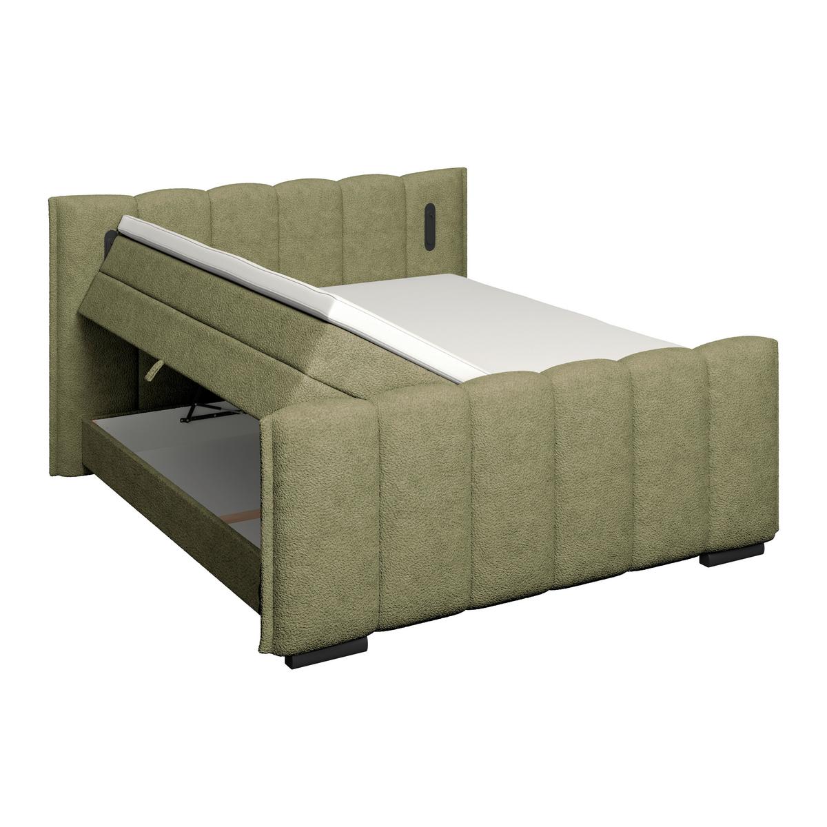 Boxspring Krevet Elysia - zelena/crna, Trend, drvni materijal/drvo (200/220cm) - Premium Living