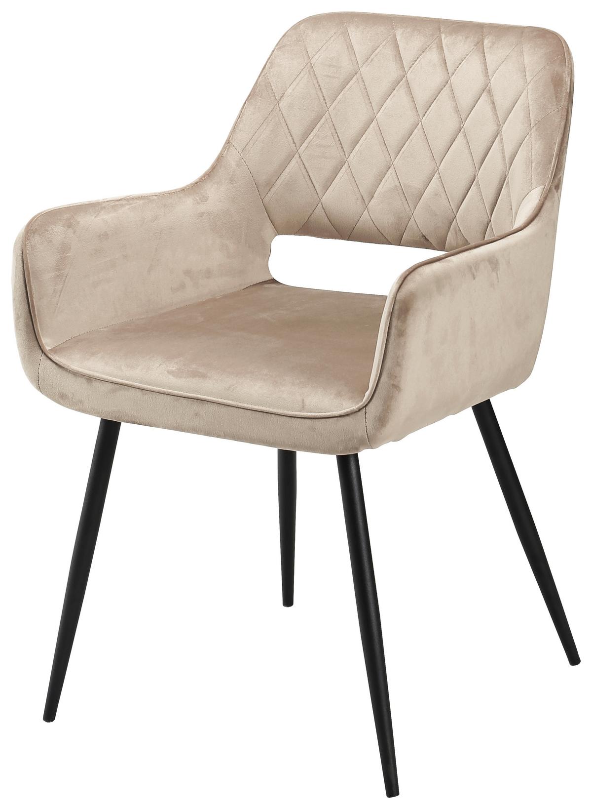 Armlehnstuhl Serafina Beige - Beige/Schwarz, MODERN, Holz/Textil (55/79/59cm) - Mömax