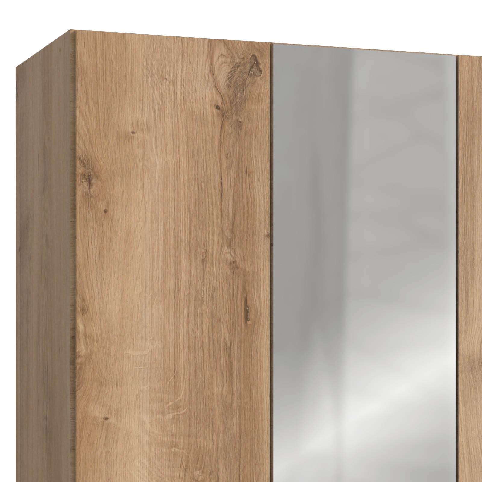 Drehtürenschrank mit Laden B: 150 cm Level, Eiche Dekor - Chromfarben/Eichefarben, MODERN, Holzwerkstoff (150/236/58cm) - MID.YOU