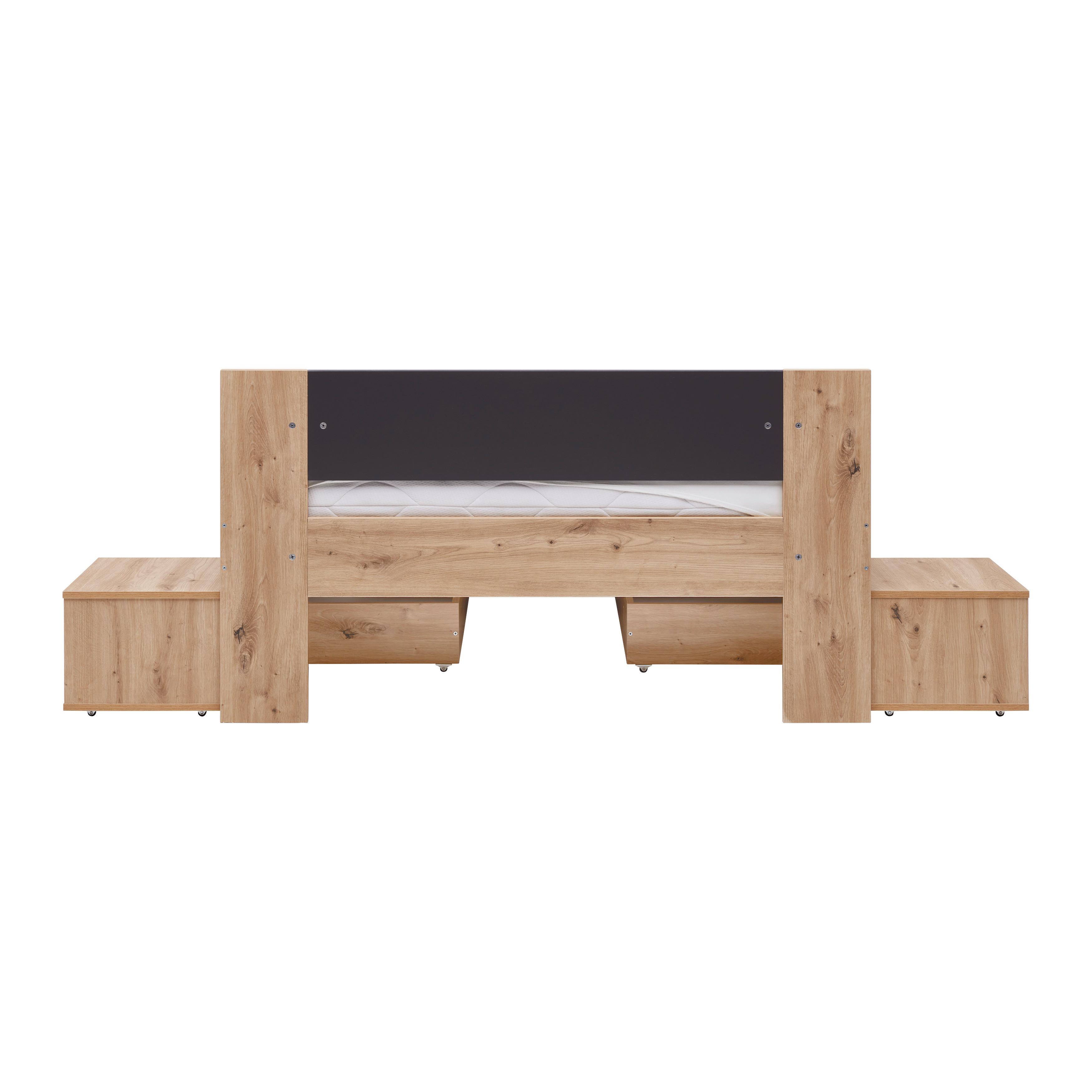 SÄNG AZURRO 2-120 - ek Artisan/antracit, Modern, trämaterial (120/200cm) - Mömax