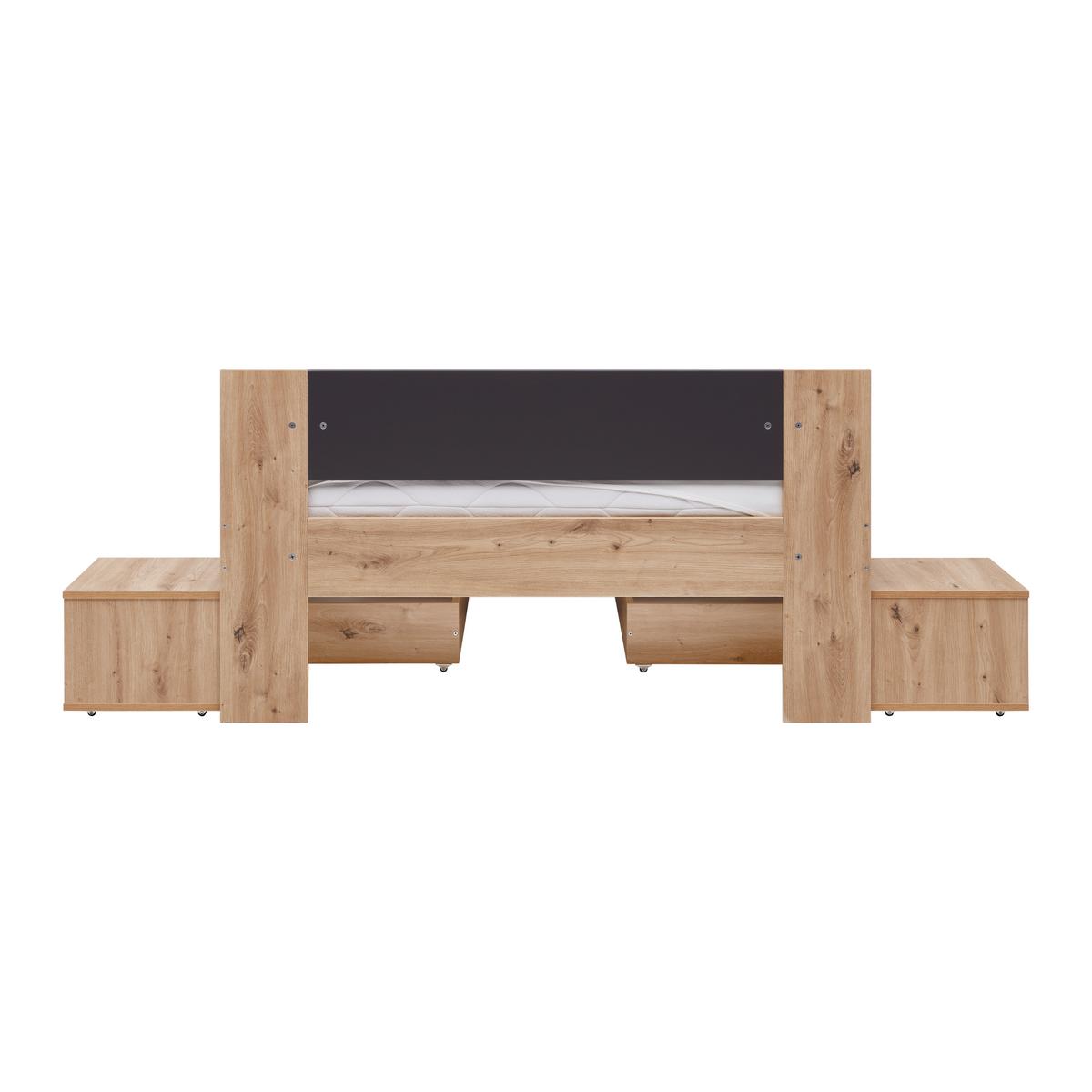 Bett Azurro 2-120 Anthrazit/Eiche Artisan - Anthrazit/Eiche Artisan, MODERN, Holzwerkstoff (120/200cm) - Mömax