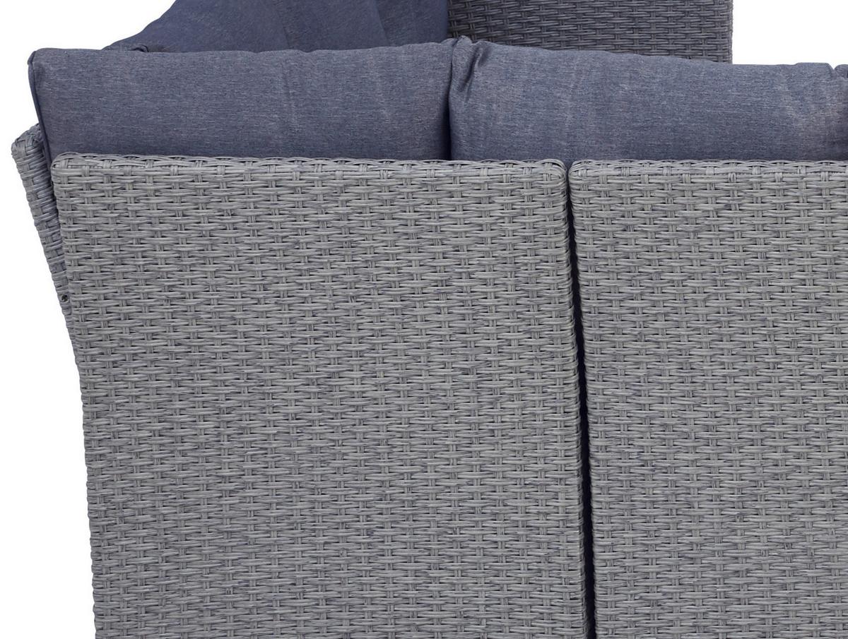 Lounge Garnitura Athena, Siva, Videz Ratana, 6-Delno - siva/črna, Moderno, kovina/umetna masa