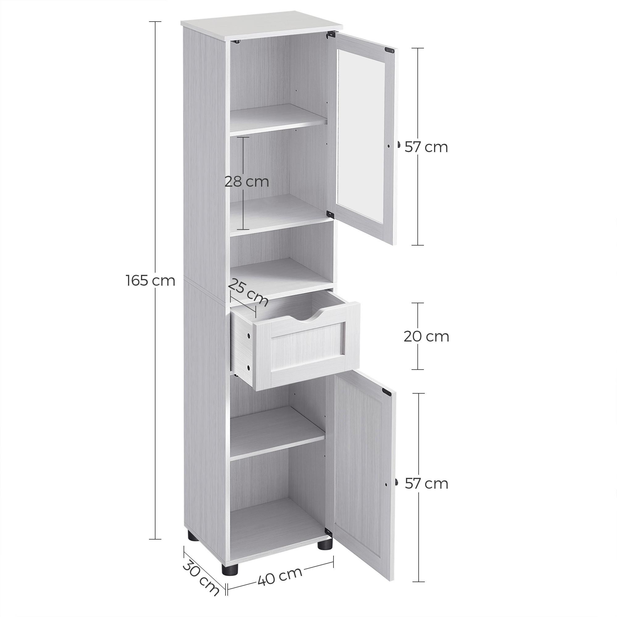 HOCHSCHRANK BBK163T44V1 - Schwarz/Weiß, Trend, Glas/Holzwerkstoff (40/165/30cm) - MID.YOU