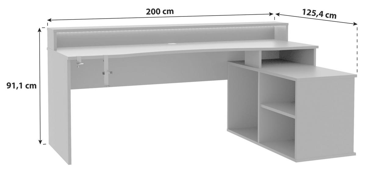 Gaming Miza Tezauer, Črna - črna, Moderno, kovina/umetna masa (200/125,4/91,1cm) - MID.YOU