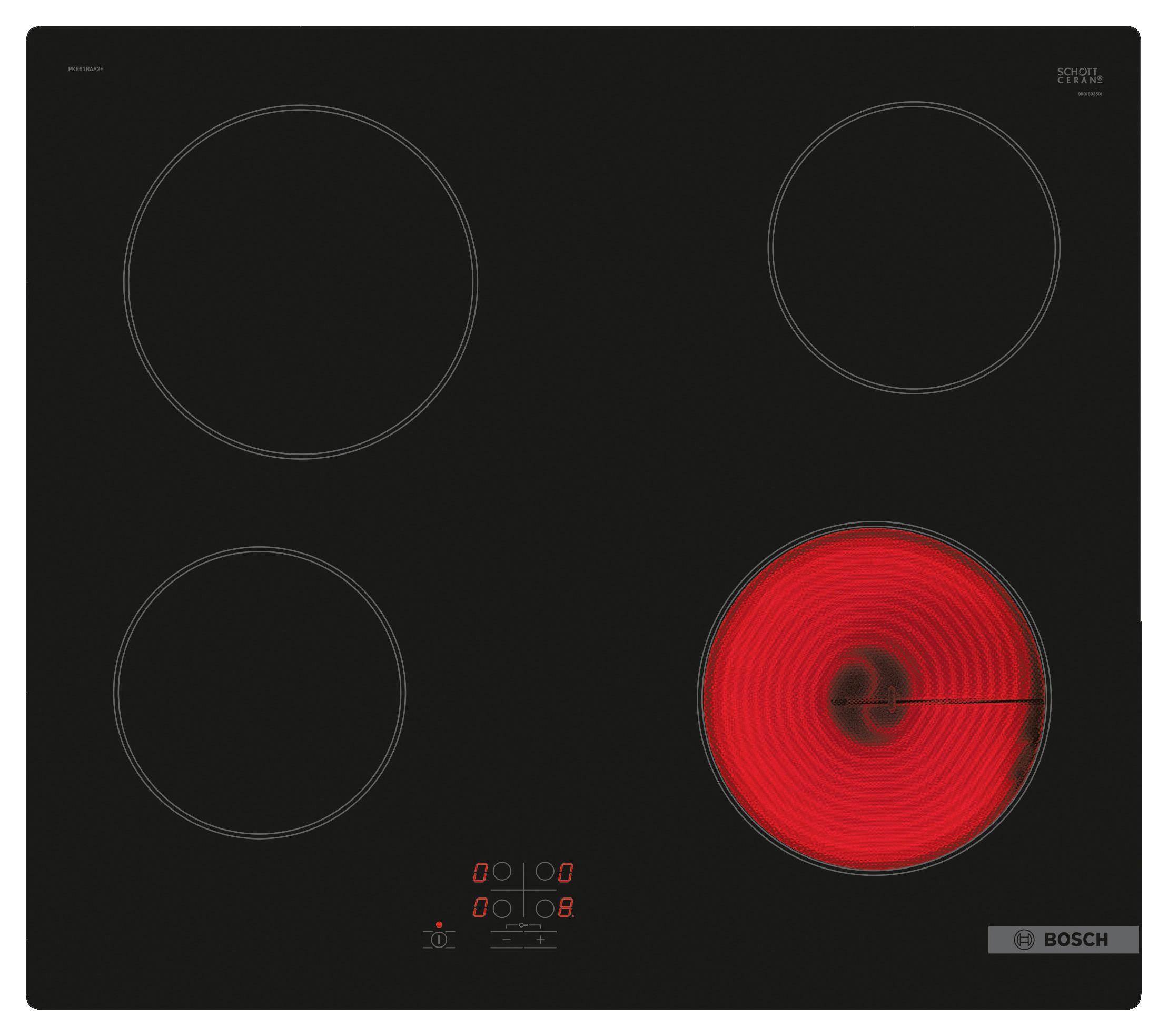 Glaskeramikkochfeld PKE61RAA2E in Schwarz - Schwarz, Basics (59,2/4,5/52,2cm) - Bosch