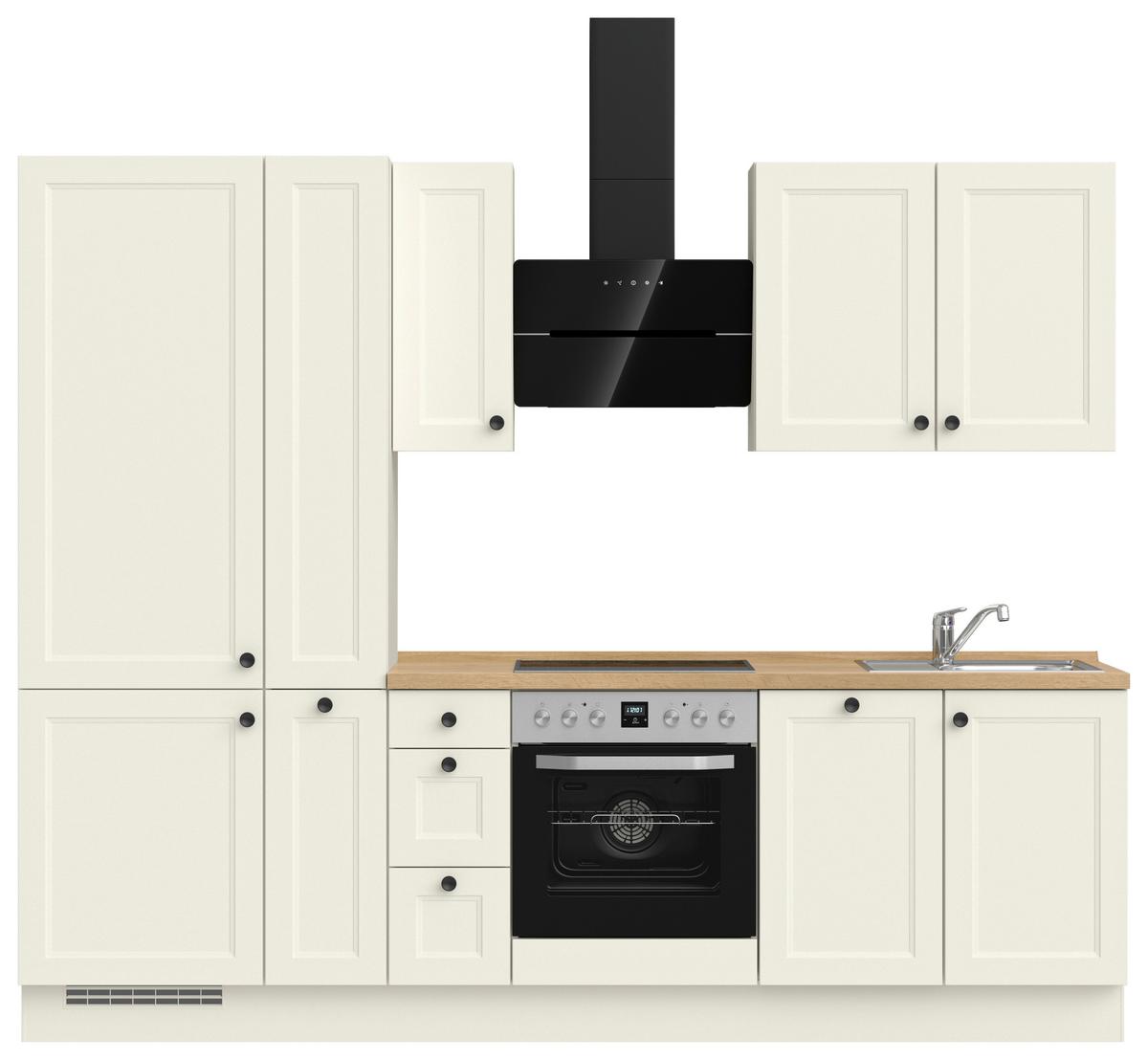 Küchenblock Cascada High m. Geräten Weiß - Eichefarben/Schwarz, MODERN, Holzwerkstoff/Metall (270cm) - Nobilia