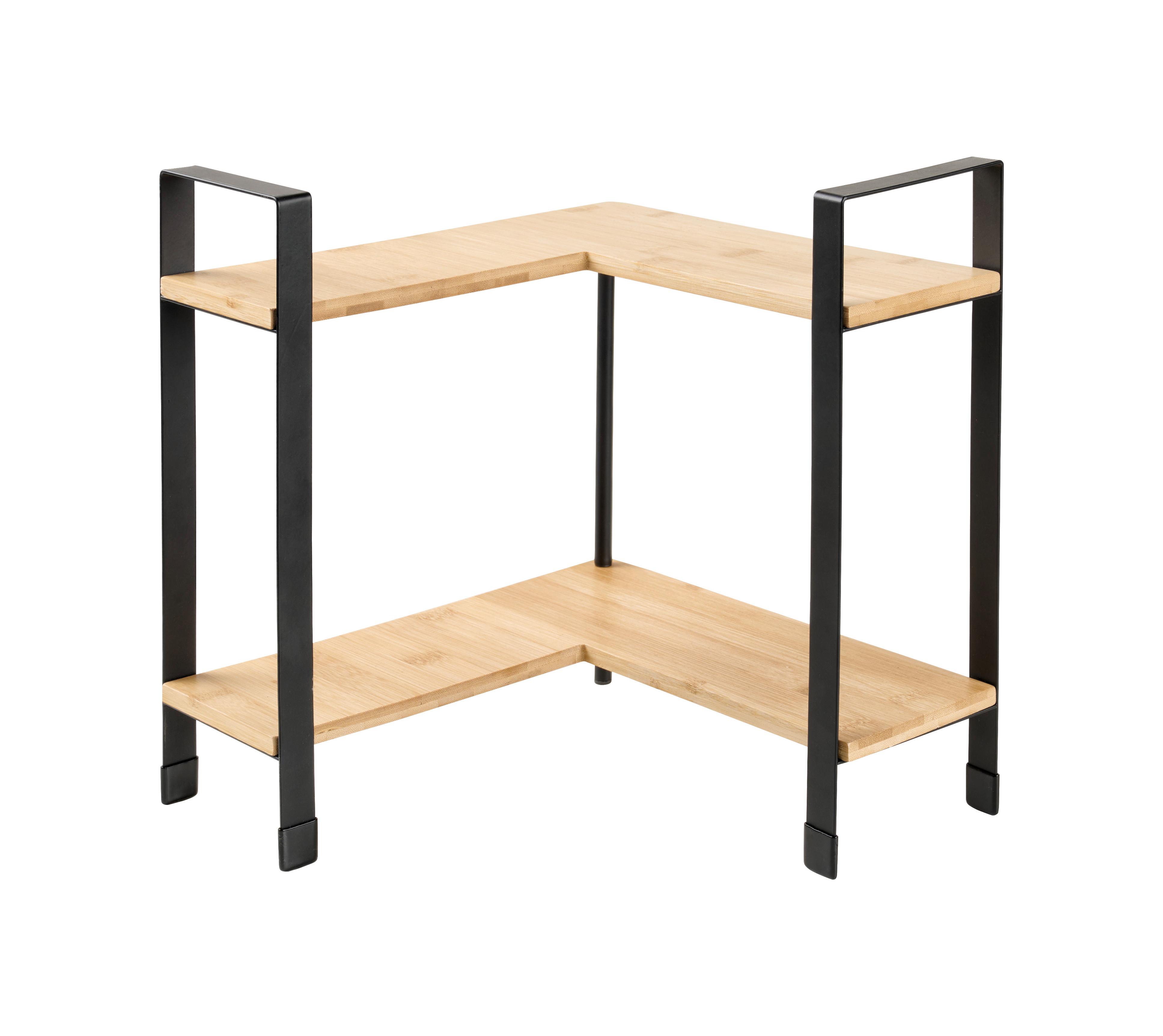 Etajeră de bucătărie Rita - Corner - culoare natur/negru, Modern, materiale naturale/metal (30/33/30cm) - Mömax