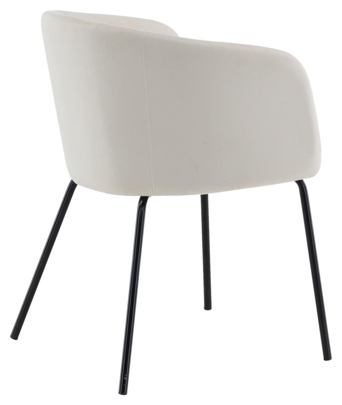 Stuhl Berit ca. 55x78x55 cm Weiß - Beige/Schwarz, Design, Holz/Textil (55/78/55cm) - Livetastic