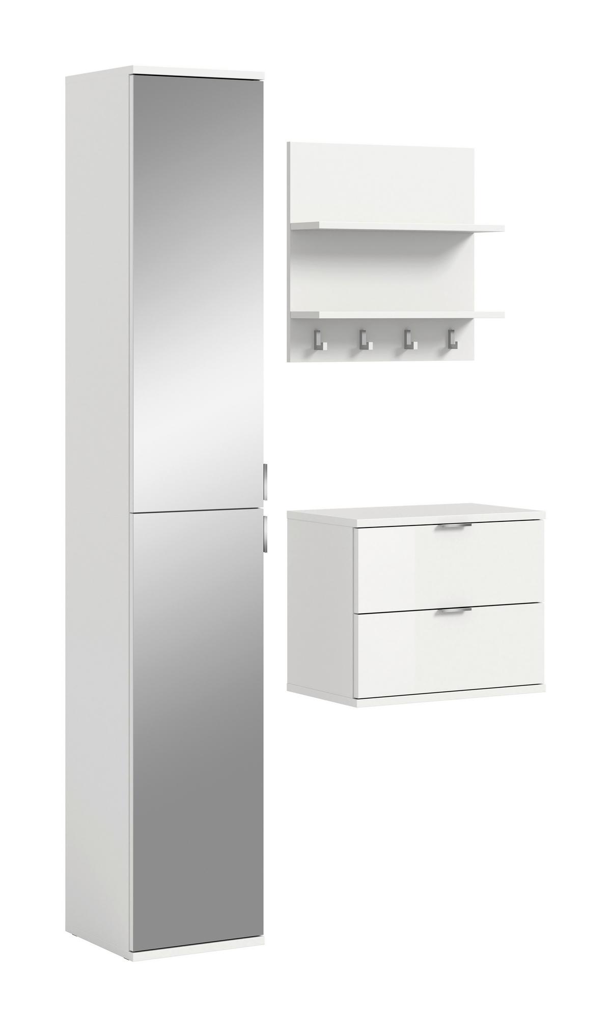 GARDEROBE PROJEKT X - Weiss Hochglanz/Weiss, Design, Holzwerkstoff (82/193/34cm) - Livetastic