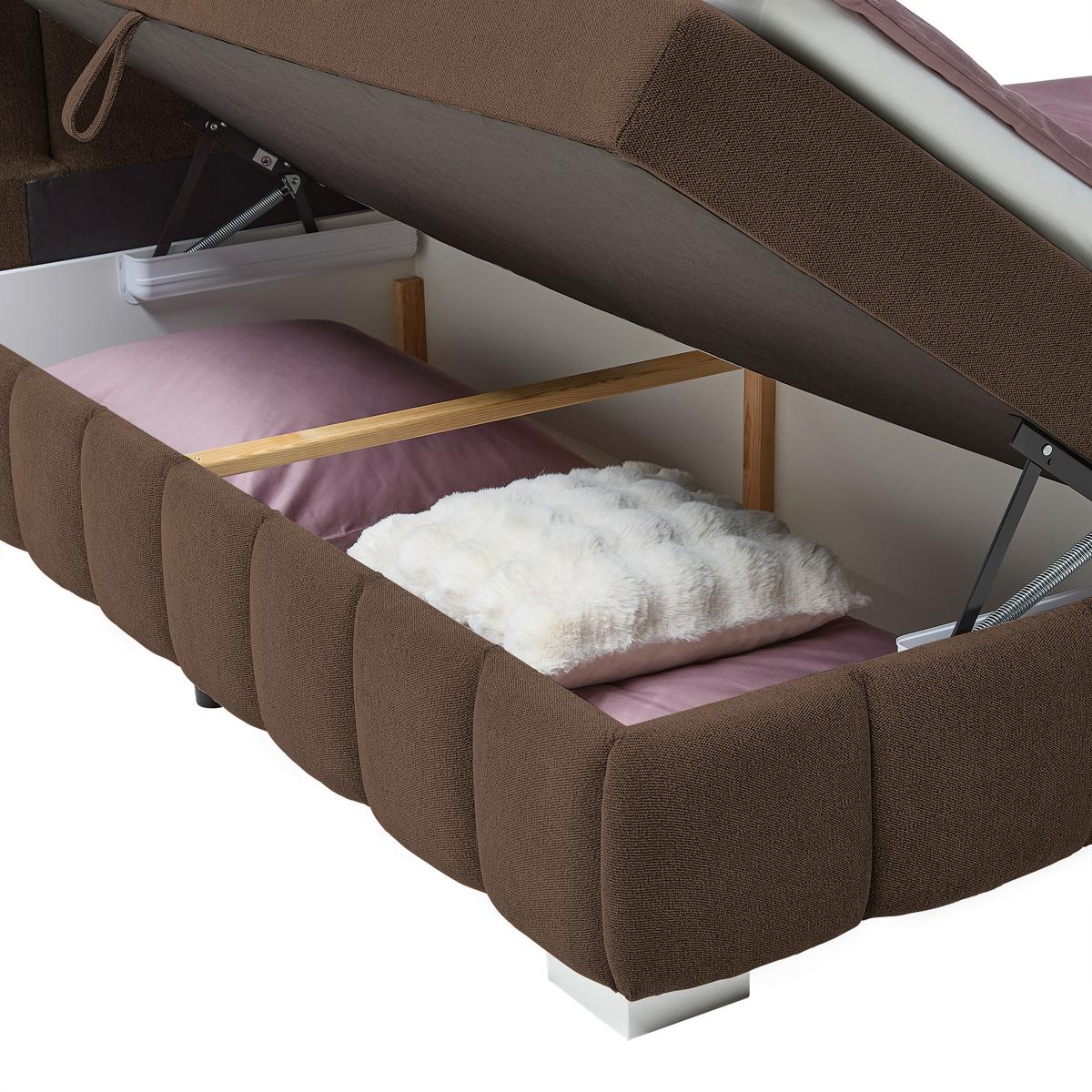 Boxbett Elaris Braun ca. 140x200cm - Chromfarben/Braun, KONVENTIONELL, Kunststoff/Textil (140/200cm) - Mömax