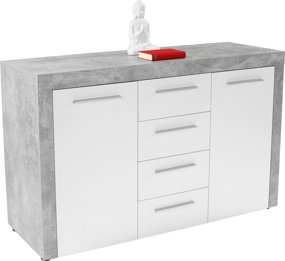 Comodă Focus - alb/gri, Modern, material pe bază de lemn (149/86/45cm) - Modern Living