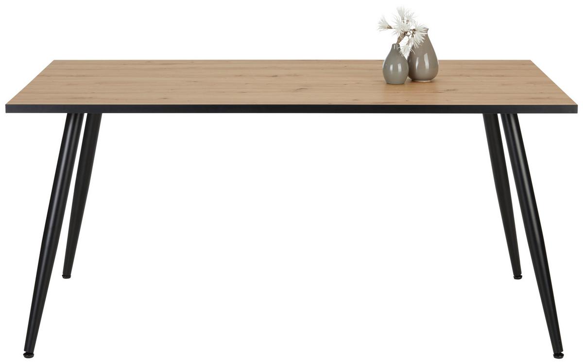 Esstisch Sabine Eichefarben 160x90x75cm - Eichefarben/Schwarz, MODERN, Holzwerkstoff/Metall (160/90/75cm) - Mömax