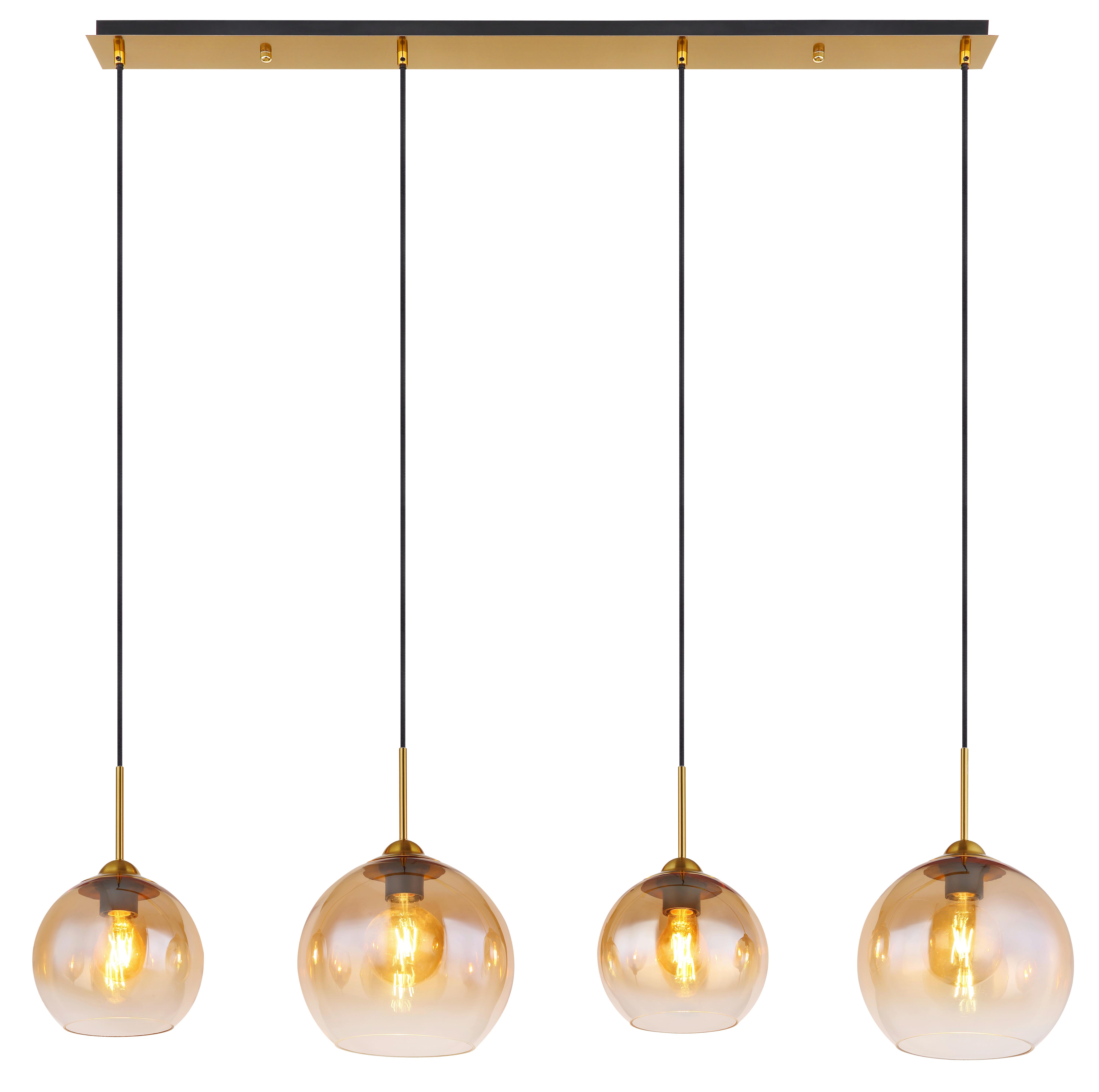 Hängeleuchte Jamessa Messingfarben max. 60 Watt - Klar/Messingfarben, Design, Glas/Metall (120/25/120cm) - Globo