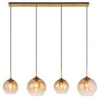 Hängeleuchte Jamessa Messingfarben max. 60 Watt - Klar/Messingfarben, Design, Glas/Metall (120/25/120cm) - Globo