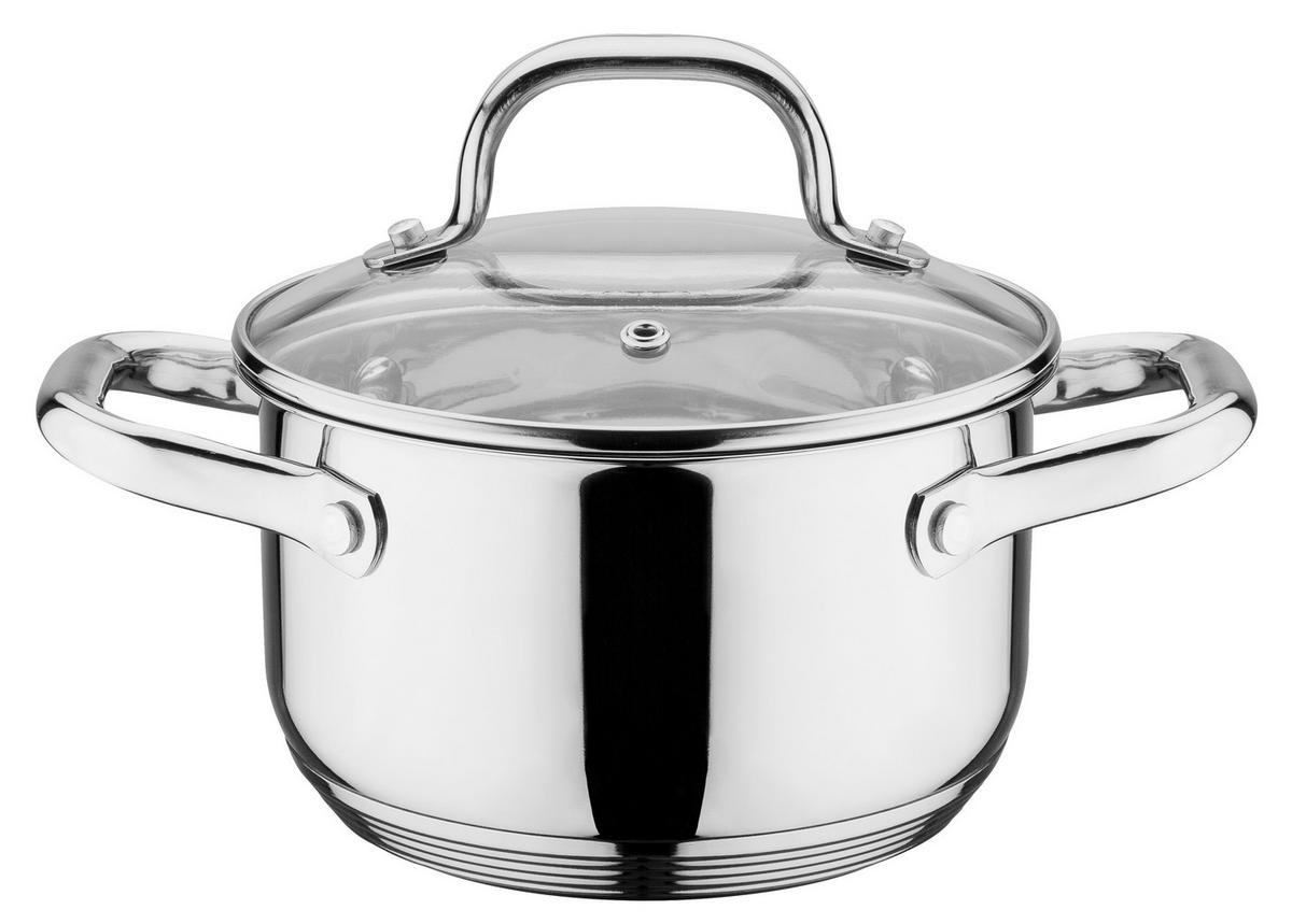 Set Posod Trentino, 5-Delni - barve nerjavečega jekla/prozorno, Basics, kovina/steklo - GSW