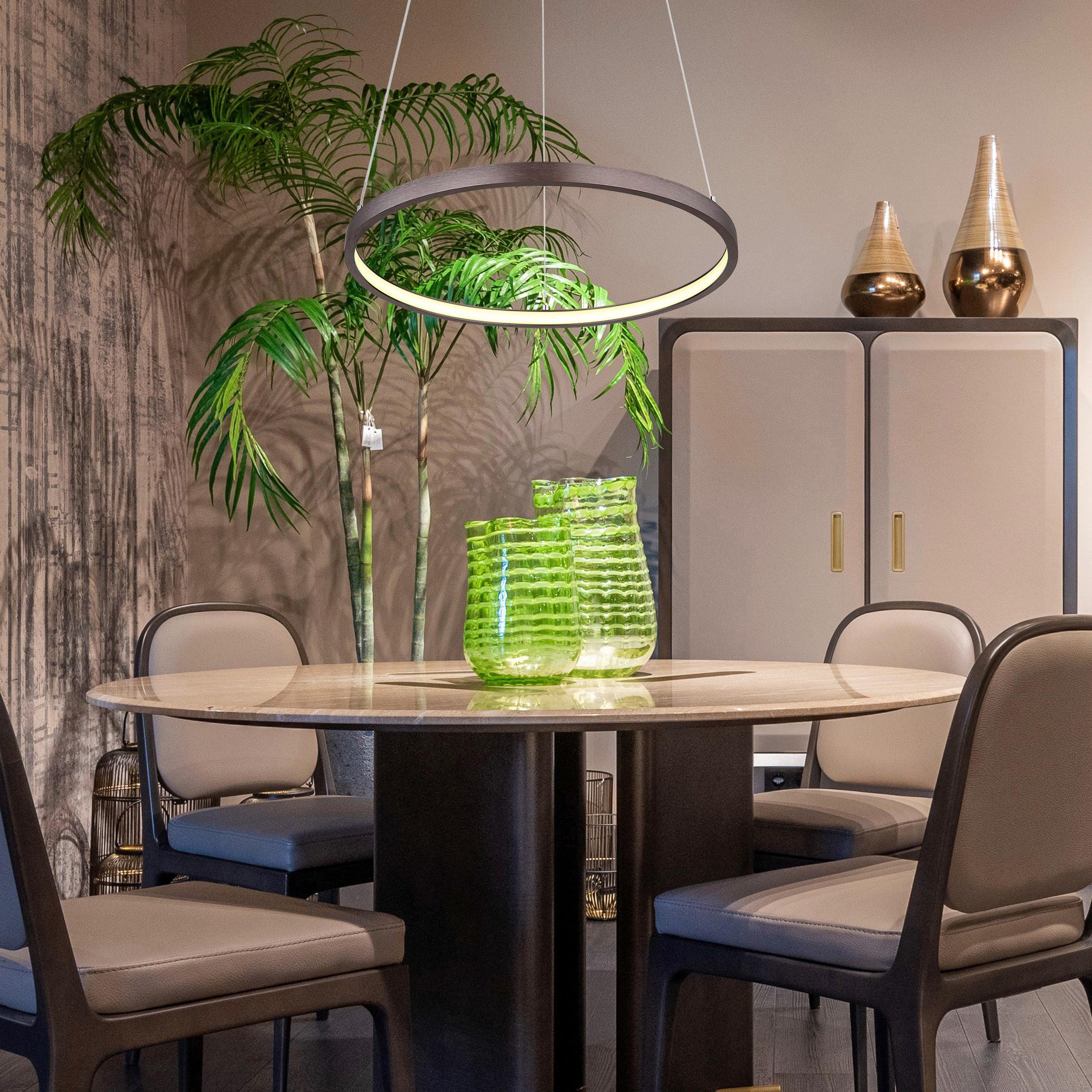 LED-Hängeleuchte Ralph Braun/Opal max. 19 Watt - Opal/Braun, Design, Kunststoff/Metall (38,5/120cm) - Globo