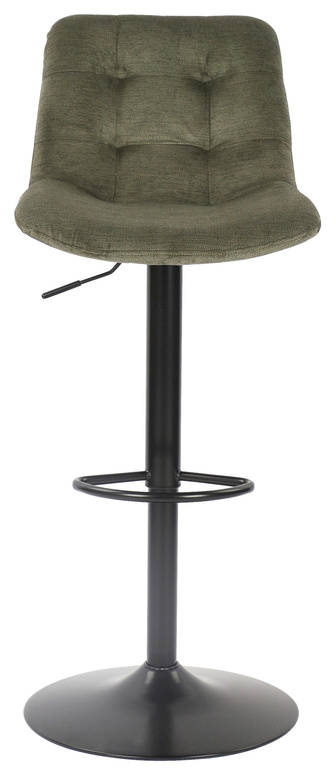 Barhocker Lars Grün/Schwarz - Schwarz/Grün, Modern, Textil/Metall (47/89,5-111,5/52cm) - Mömax