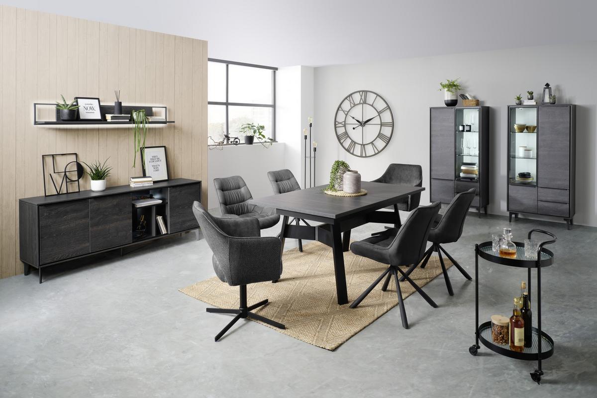 Vitrine in Anthrazit - Anthrazit/Schwarz, Modern, Glas/Holzwerkstoff (73/159/40cm) - Premium Living