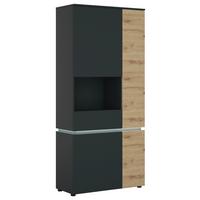 Vitrina Luci - siva/zelena, Trend, staklo/drvni materijal (90,4/199/40cm) - Modern Living