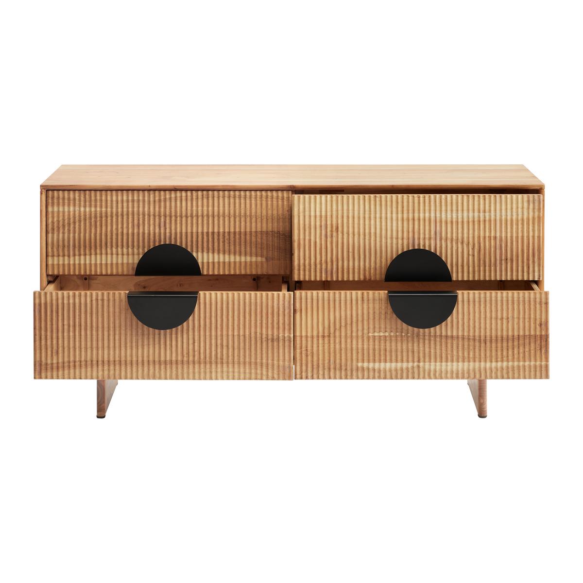 LOWBOARD ROSY -STUDIO- - Schwarz/Akaziefarben, Lifestyle, Holz/Metall (140/65/38cm) - Premium Living