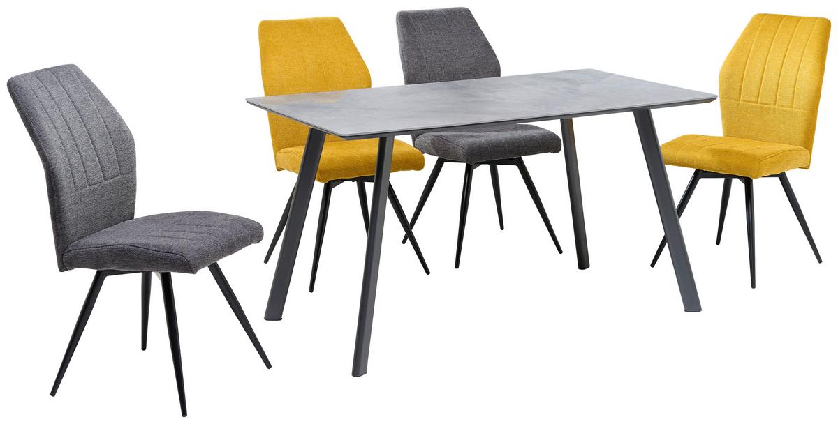 Jedilna Miza George, Črna, Siva, 140x80 - siva/črna, Konvencionalno, kovina/leseni material (140/76/80cm) - Mömax