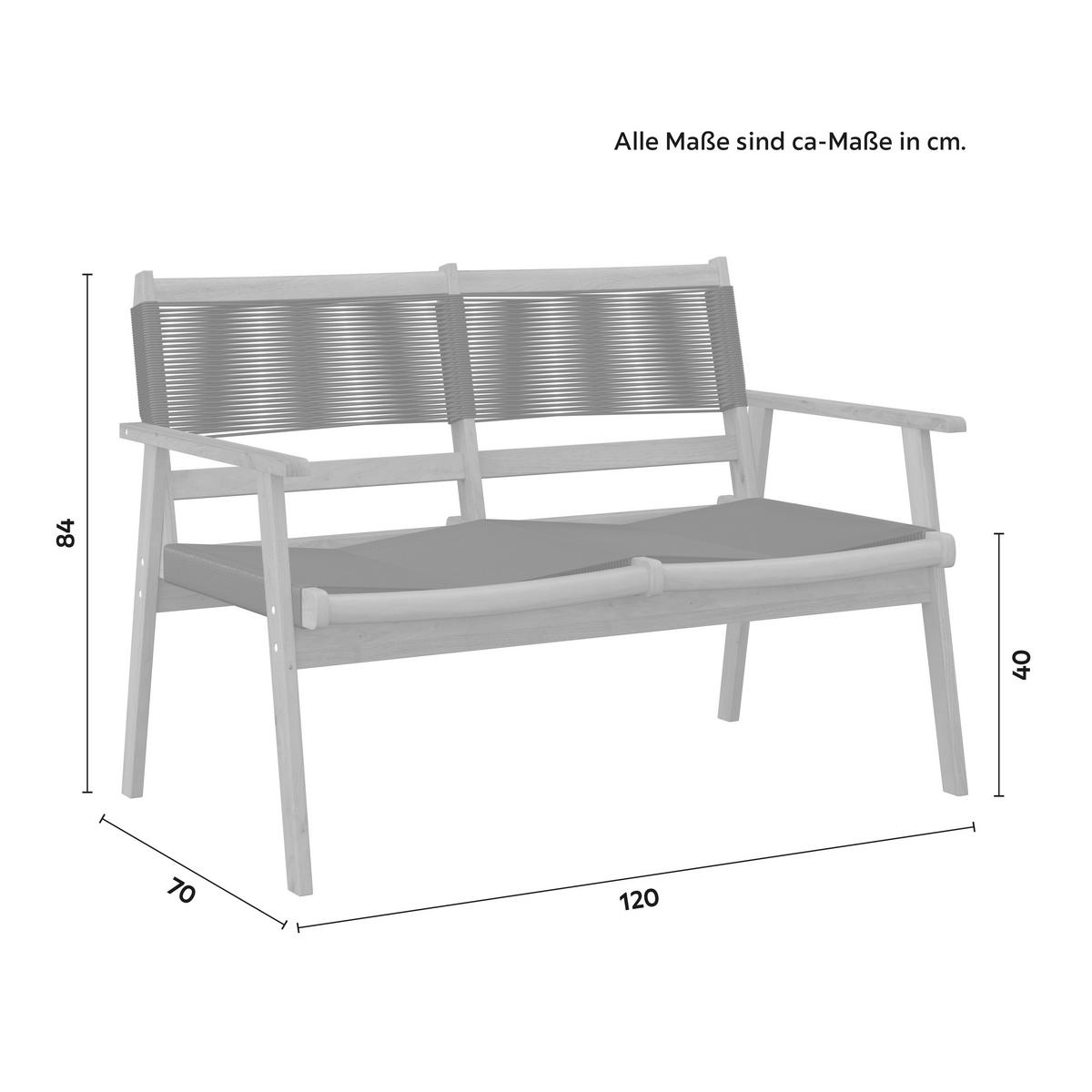 Loungegarnitur Enrica Schwarz/Akazie Rope - Schwarz/Akaziefarben, MODERN, Holz/Kunststoff (120/84/70cm) - Bessagi Garden