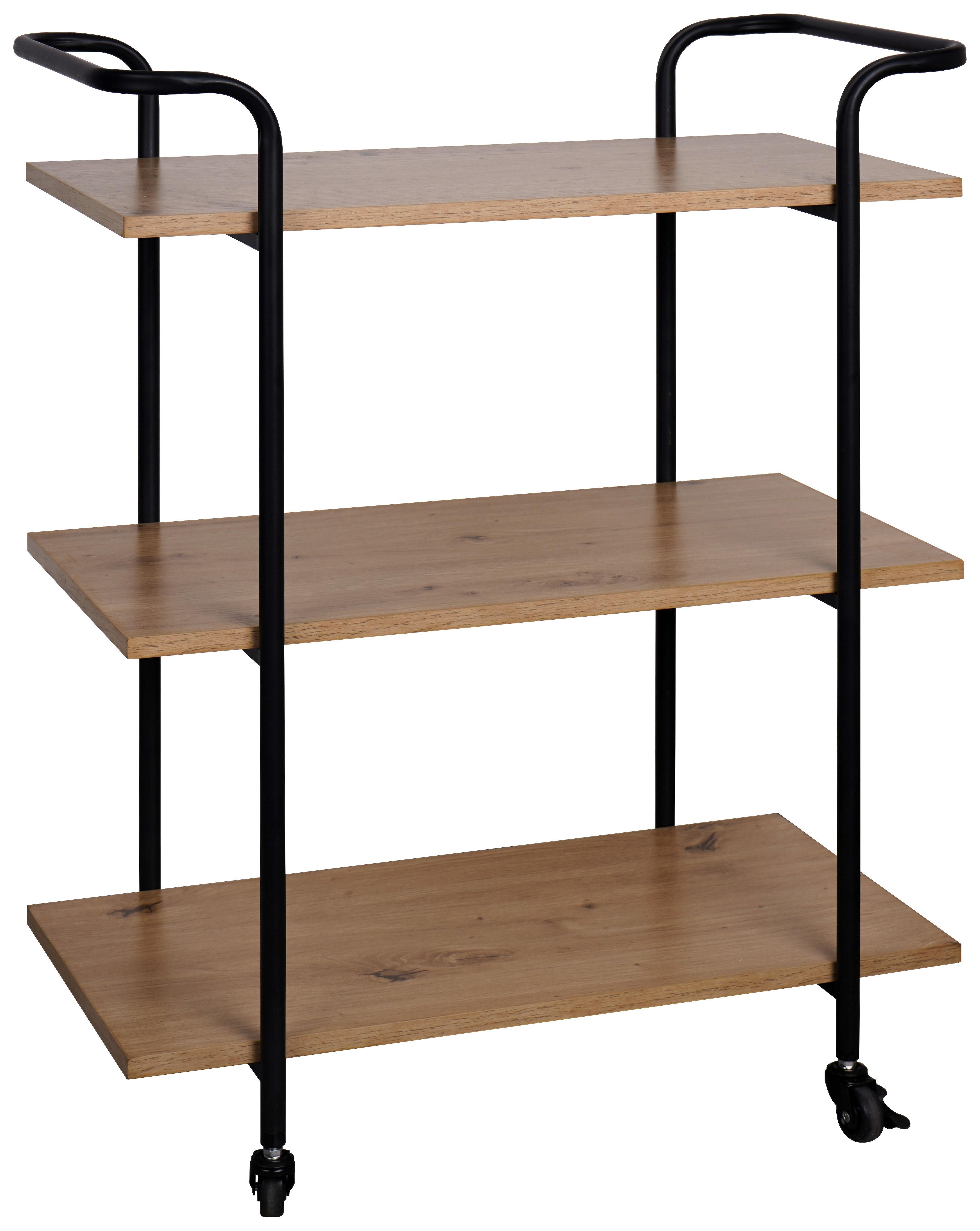 Servirni Voziček Palermo, Črna, Naravne Barve - črna/naravne barve, Moderno, kovina/umetna masa (63/82/33cm)