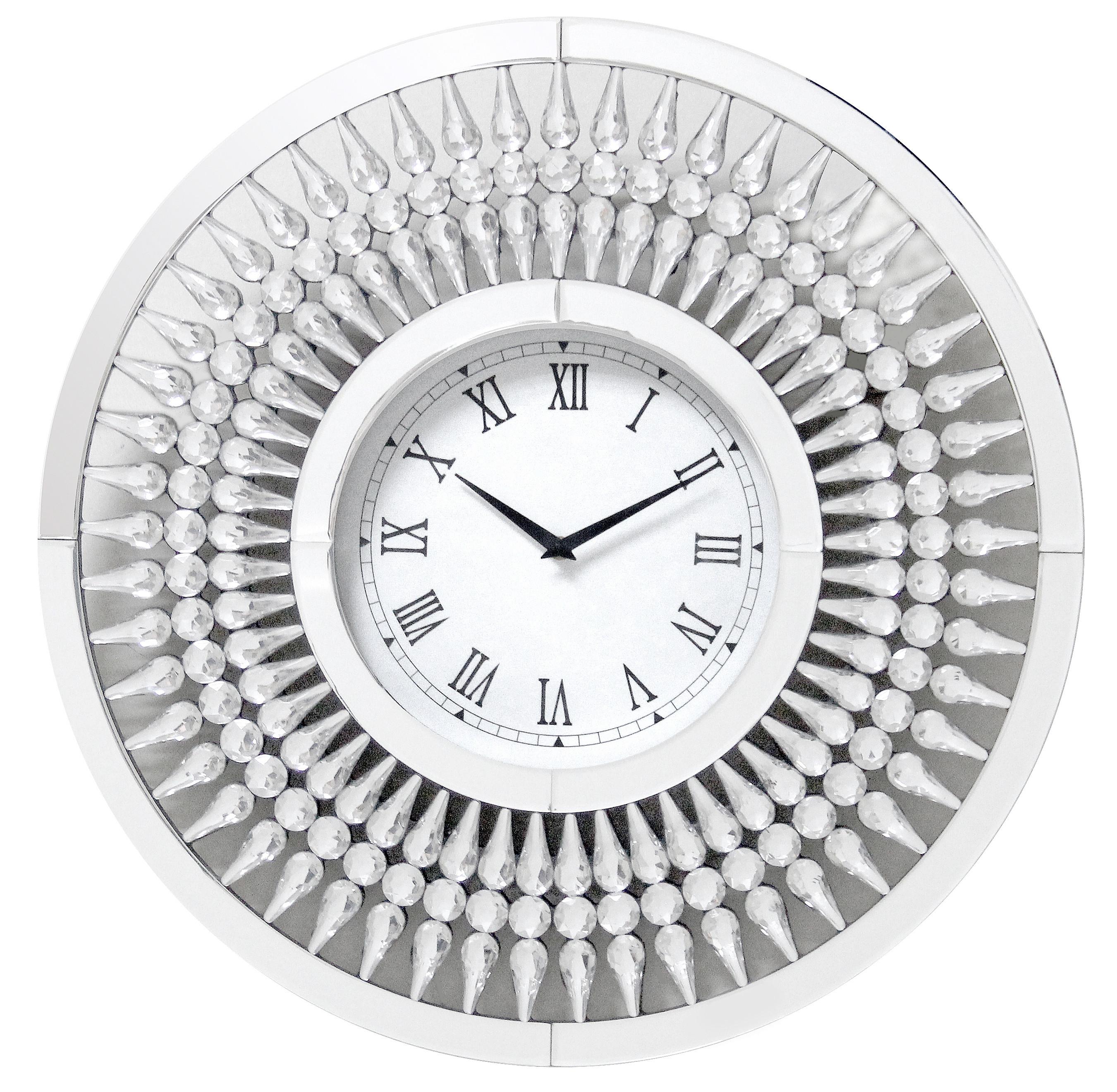 ZEGAR ŚCIENNY GD-5430R - kolor srebrny/czarny, Trend, szkło (60cm) - Ambia Home