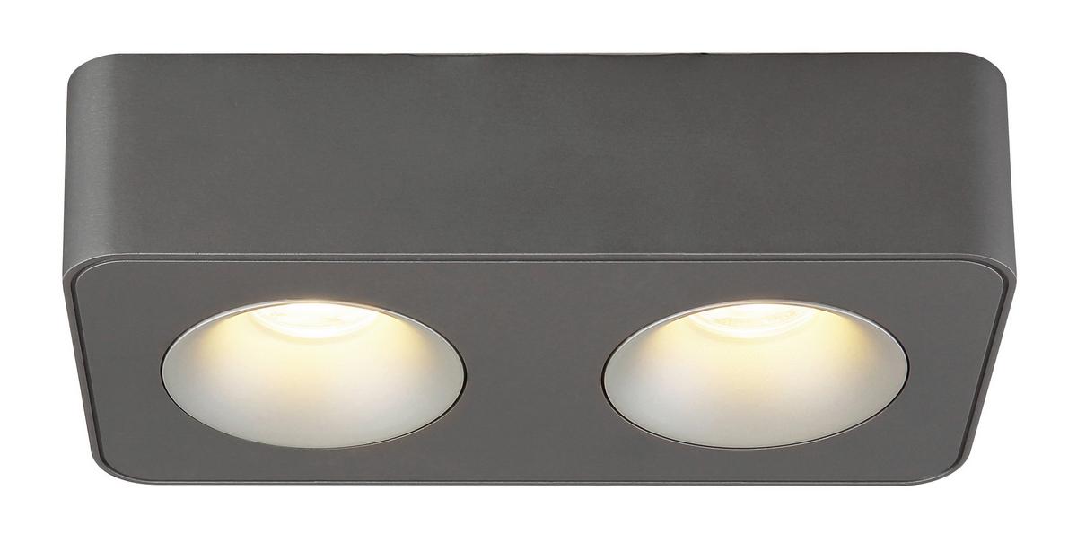 LED-STRAHLER 43100-2 - Klar/Dunkelgrau, Design, Kunststoff/Metall (22,4/11.7cm) - Globo
