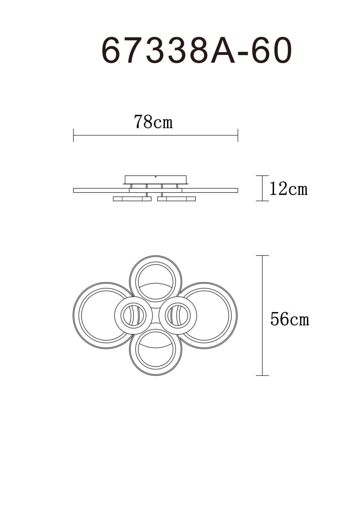 LED Mennyezeti Lámpa 67338a-60 Kora - fekete/antracit, Design, műanyag/fém (78/56/12cm) - Globo