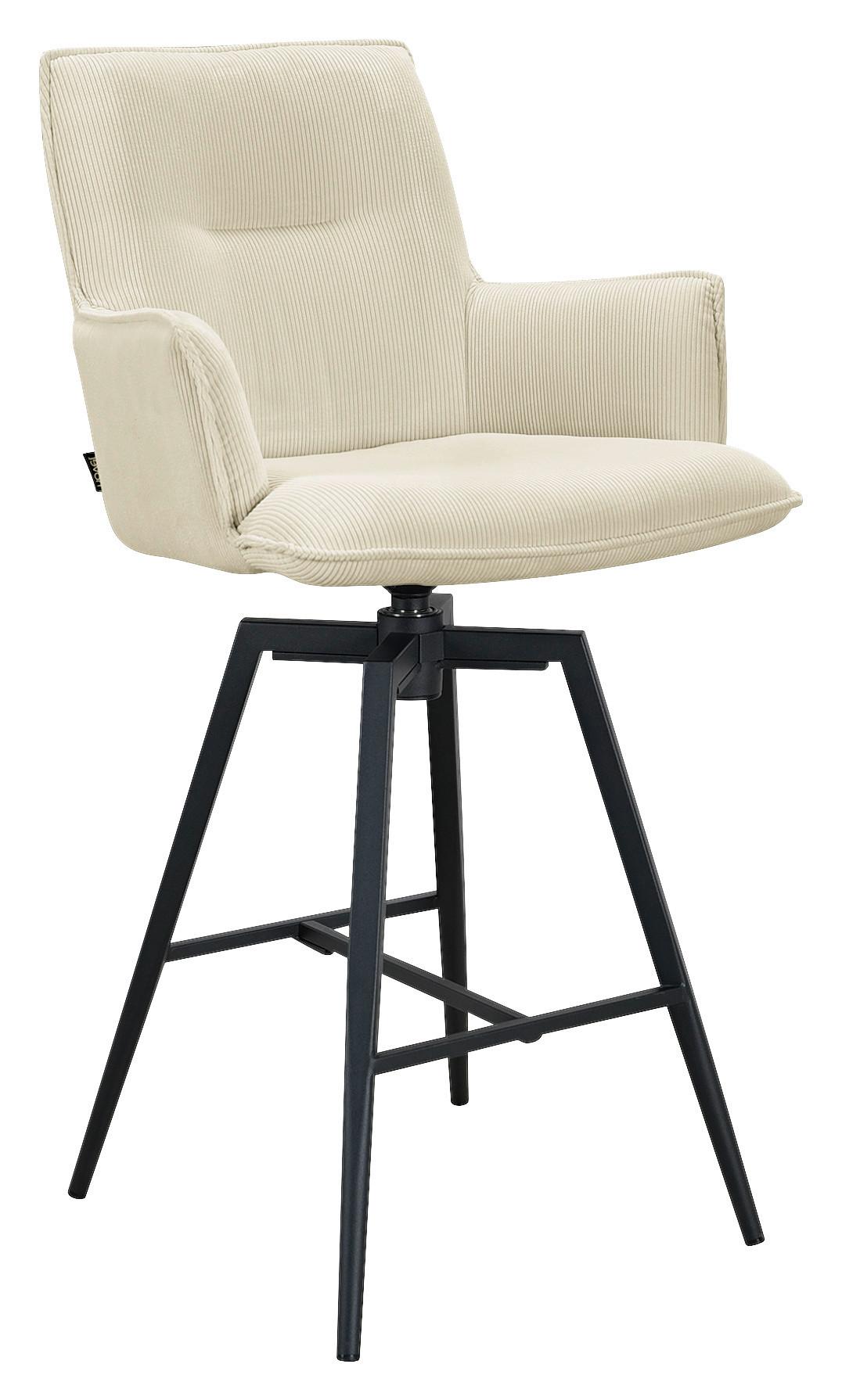 STOŁEK BAROWY SAGA - beżowy/czarny, Design, metal/tkanina (56/102/56cm) - Novel