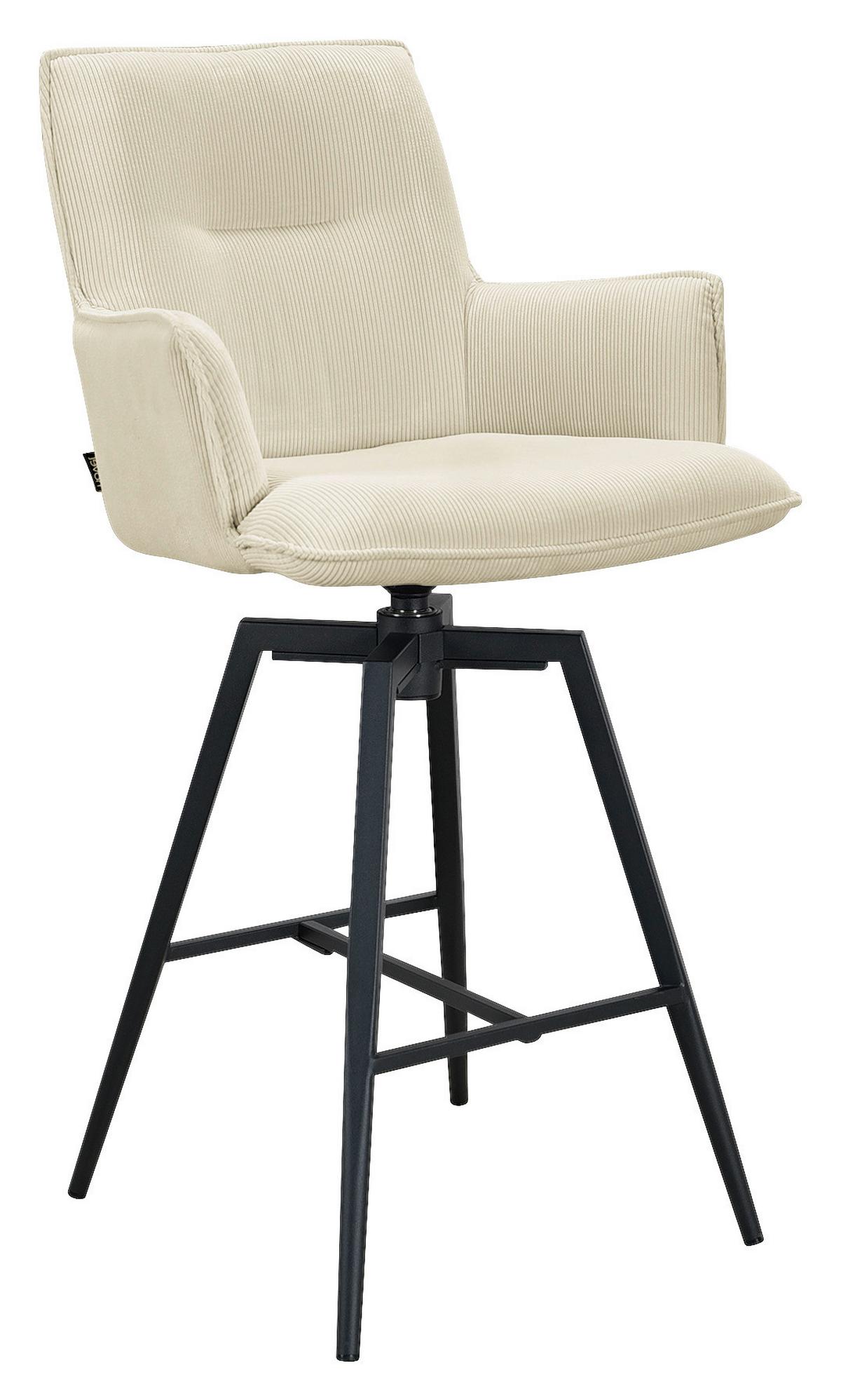 STOŁEK BAROWY SAGA - beżowy/czarny, Design, metal/tkanina (56/102/56cm) - Novel