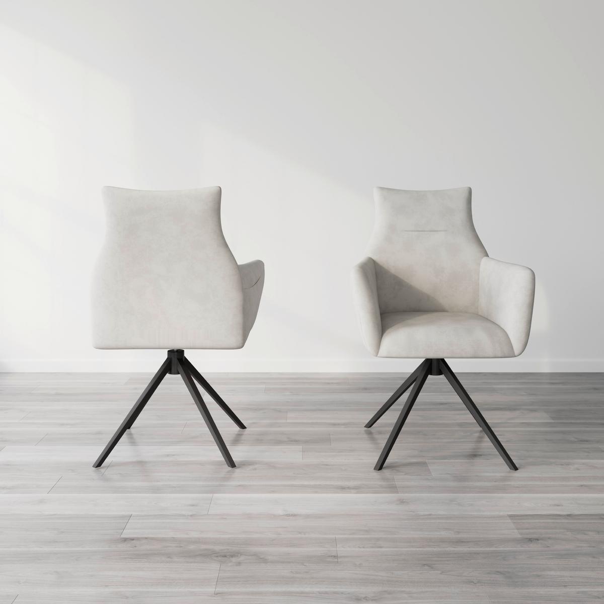 Armlehnstuhl Malina Hellgrau Webstoff Drehbar Gepolstert - Hellgrau/Schwarz, MODERN, Holz/Textil (63/85,5/66,5cm) - Bessagi Home