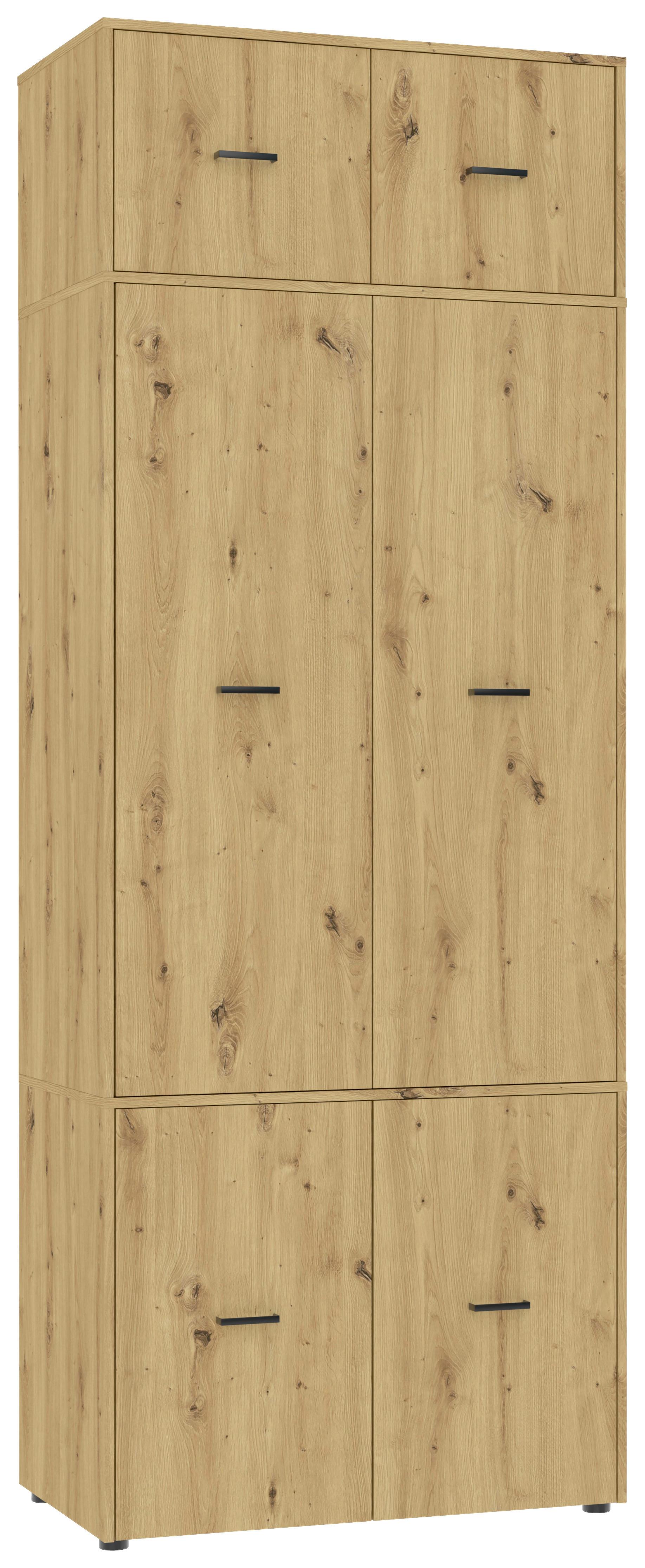 Kleiderschrank Kivo Eiche Artisan - Schwarz/Eiche Artisan, Basics, Holzwerkstoff/Kunststoff (90/239,40/52,1cm) - Based