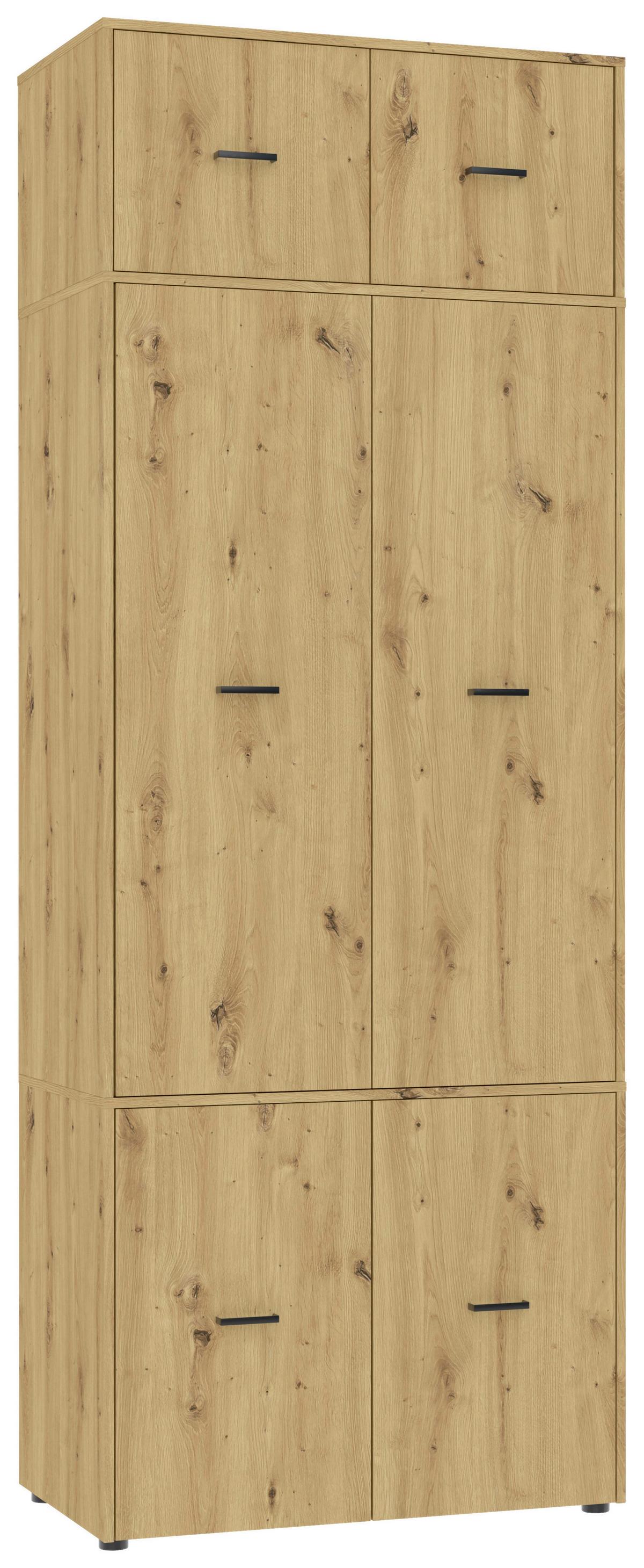Kleiderschrank Kivo Eiche Artisan - Schwarz/Eiche Artisan, Basics, Holzwerkstoff/Kunststoff (90/239,40/52,1cm) - Based