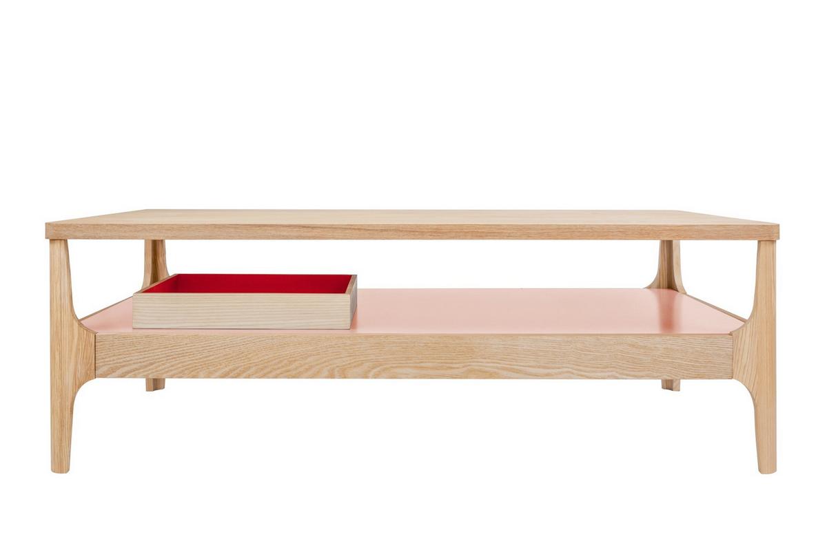 Beistelltisch Avery Iii Esche / Rosa - Hellrosa/Eschefarben, Design, Holz (120/40/60cm) - Kayoom