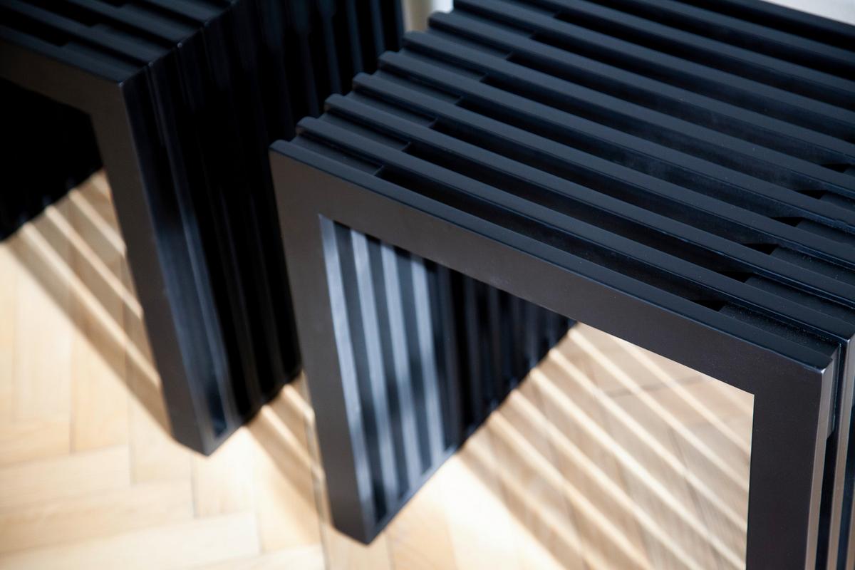 Hocker RIB ca. 45x43x35 cm - Schwarz, KONVENTIONELL, Holz (45/43/35cm) - MID.YOU