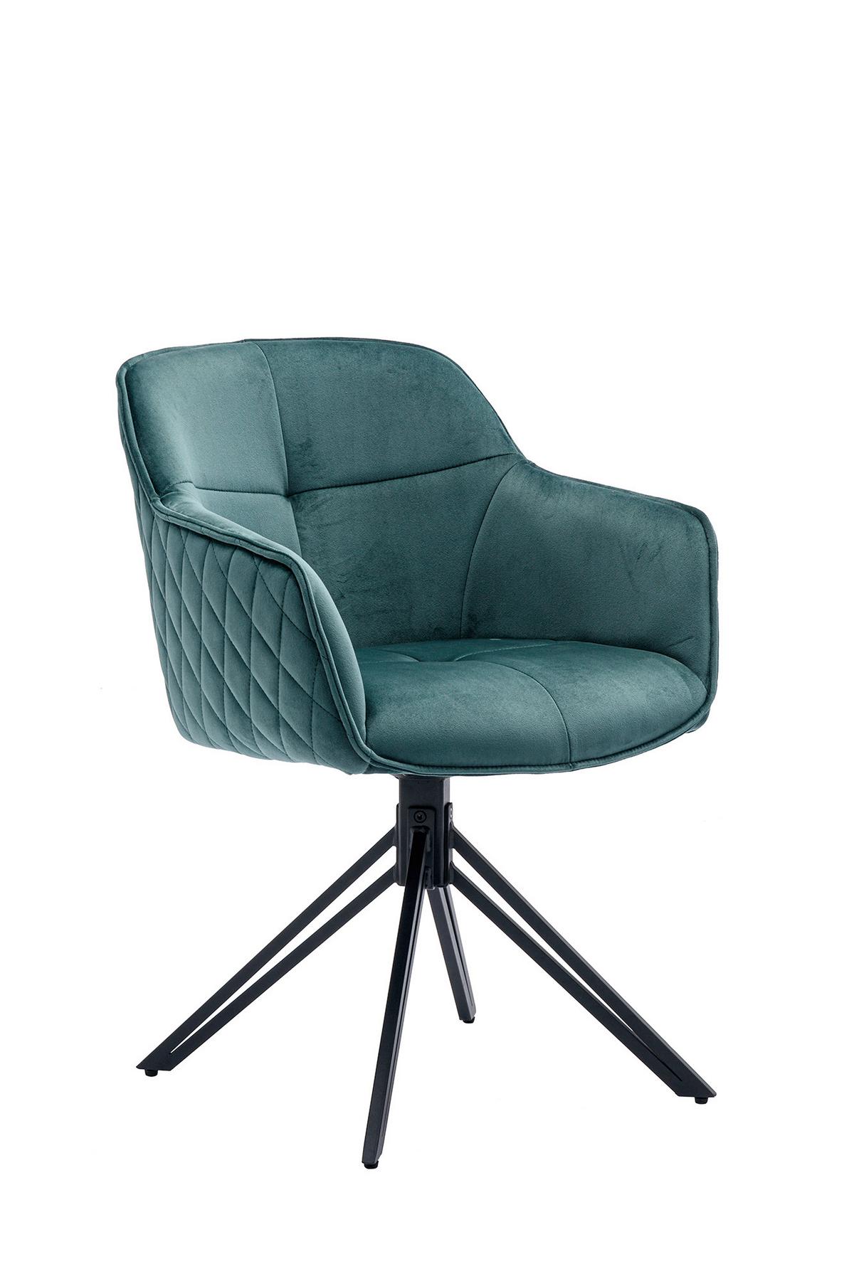 Naslanjač Samt, Zelena, Vrtljiv - črna/zelena, Moderno, kovina/tekstil (59/83/60cm) - Livetastic