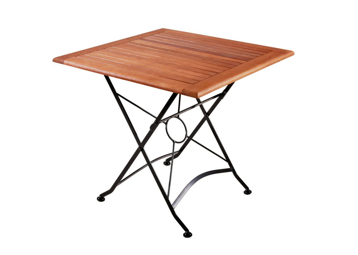 Gartentisch Wien Holz/Schwarz klappbar - Schwarz/Braun, Basics, Holz/Metall (80/80/74cm) - Gardenson
