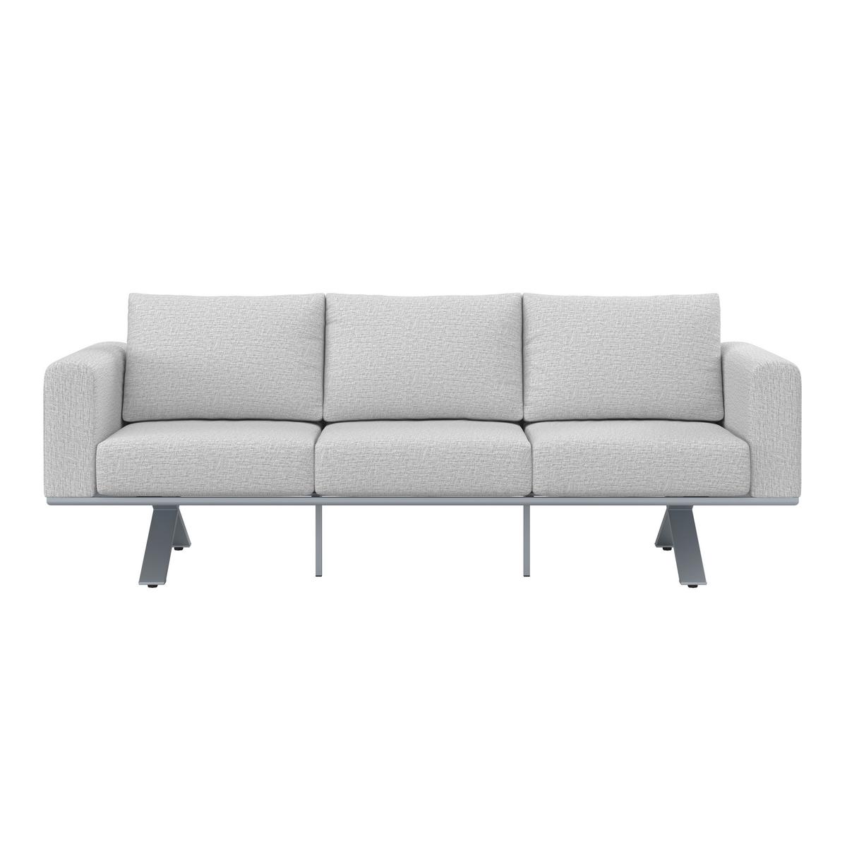 LOUNGEGARNITUR SOFIA - Hellgrau/Naturfarben, Modern, Kunststoff/Textil (221/67/80cm) - Bessagi Garden