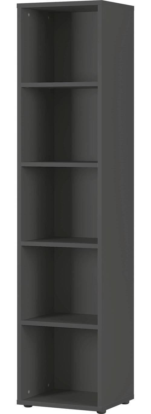 Regal Ribera in Graphitfarben - Graphitfarben/Schwarz, Modern, Holzwerkstoff/Kunststoff (45/197/40cm) - Premium Living