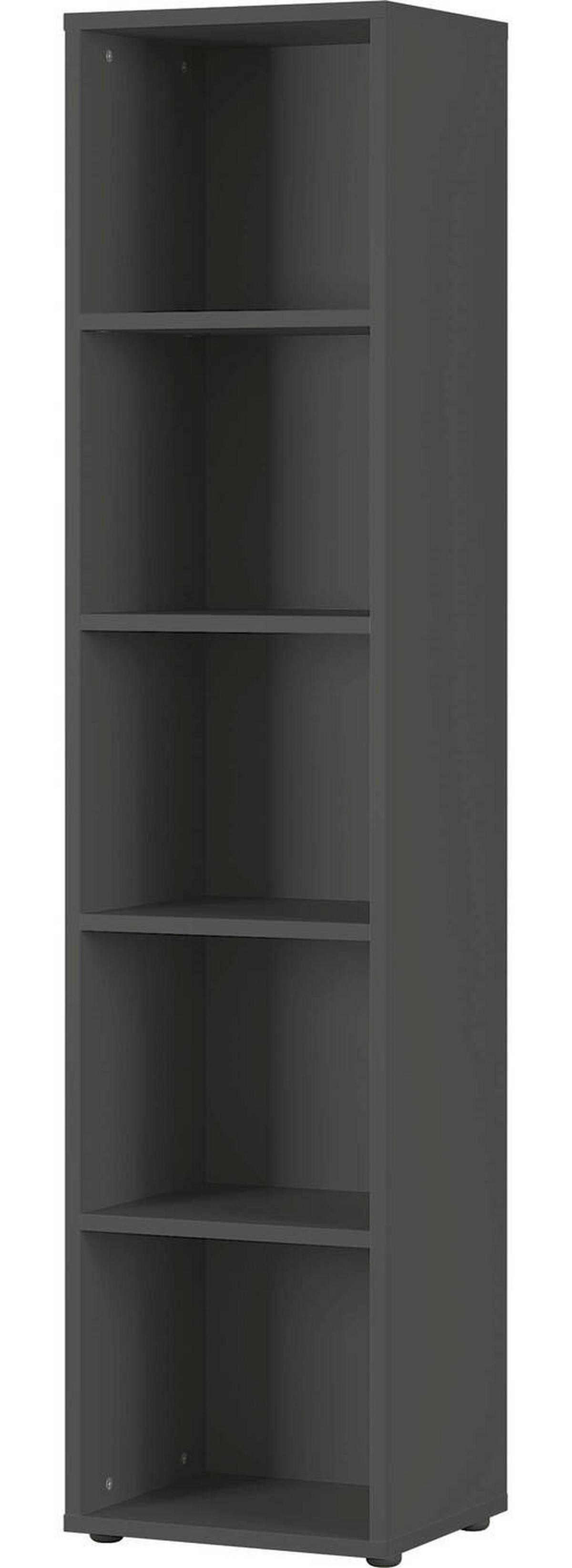 Regal Ribera in Graphitfarben - Graphitfarben/Schwarz, Modern, Holzwerkstoff/Kunststoff (45/197/40cm) - Premium Living