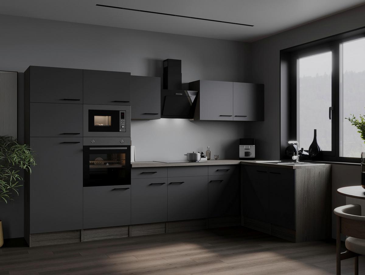 Kotna Kuhinja Z Aparati Oliver, 340x172cm - črna/siva, Design, kovina/leseni material (340/172cm) - Respekta