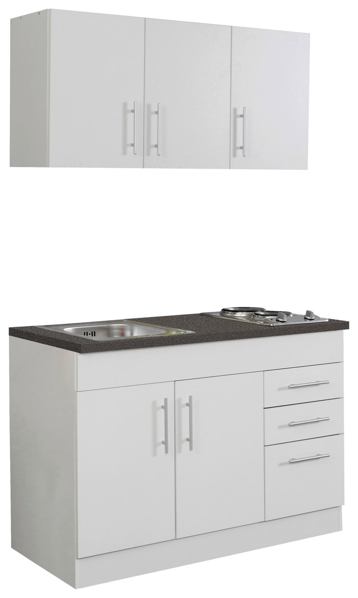 Miniküche Toronto B: 120cm Weiß - Chromfarben/Graphitfarben, MODERN, Holzwerkstoff/Metall (120cm) - Held