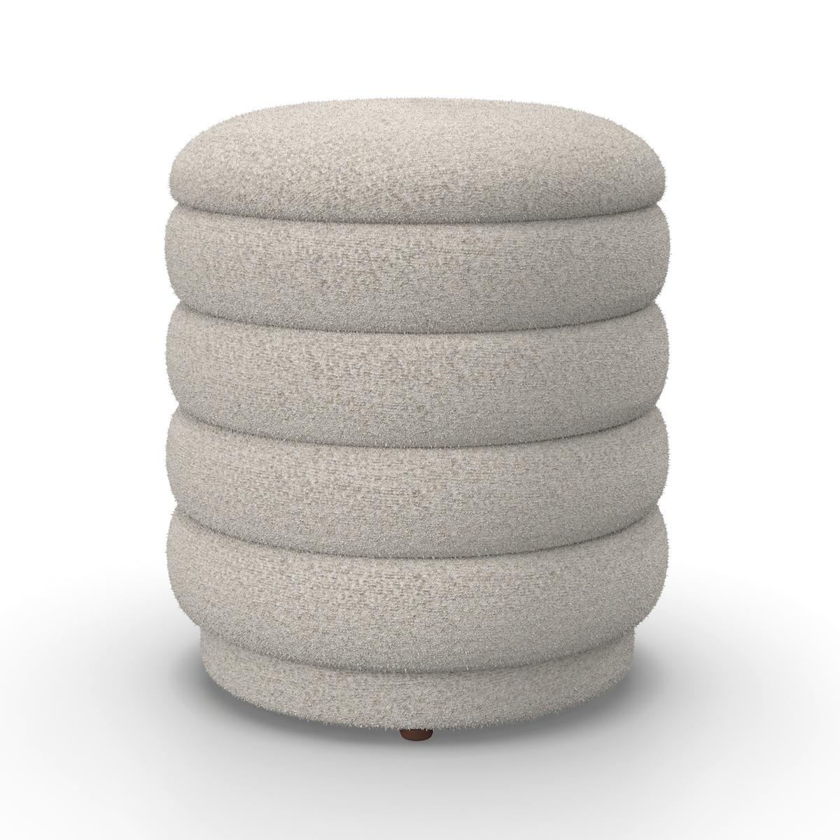 Sitzbank Nina mit Stauraum inkl. 2 Hocker Bouclé Weiß - Naturfarben/Weiß, MODERN, Holz/Holzwerkstoff - Bessagi Home