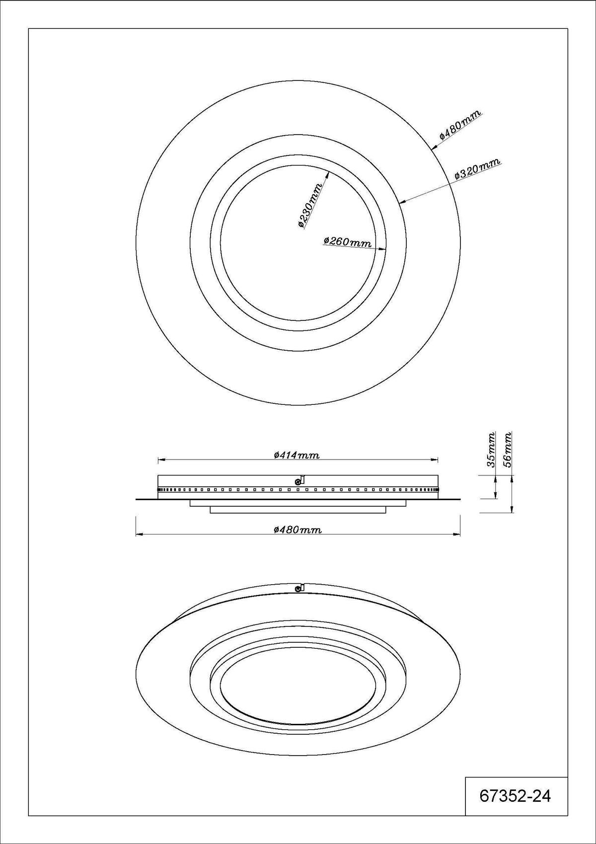 LED-DECKENLEUCHTE 67352-24 KORY - Weiss/Dunkelbraun, Natur, Holzwerkstoff/Kunststoff (48/5,6cm) - Globo