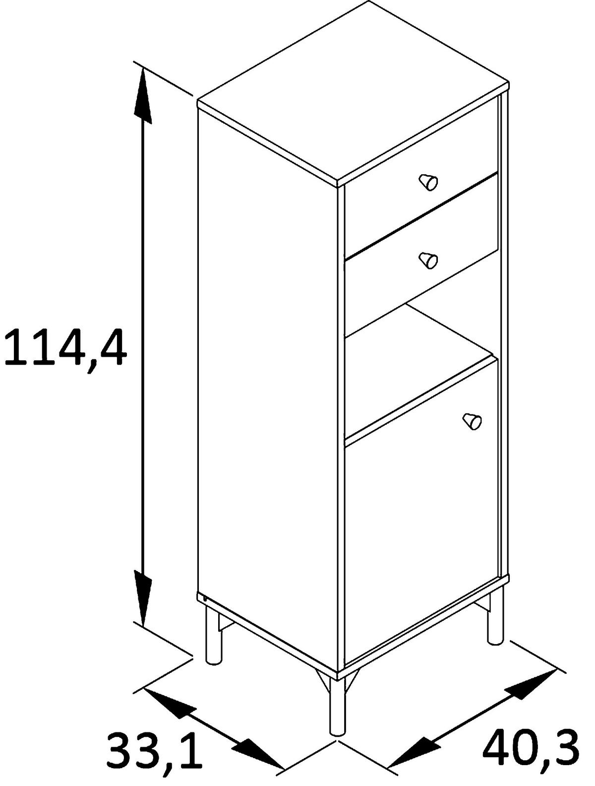 Visoka Komoda Ando, Pastelno Zelena - zlate barve/pastelno zelena, Moderno, kovina/umetna masa (40,3/114,4/33,1cm) - Stylife