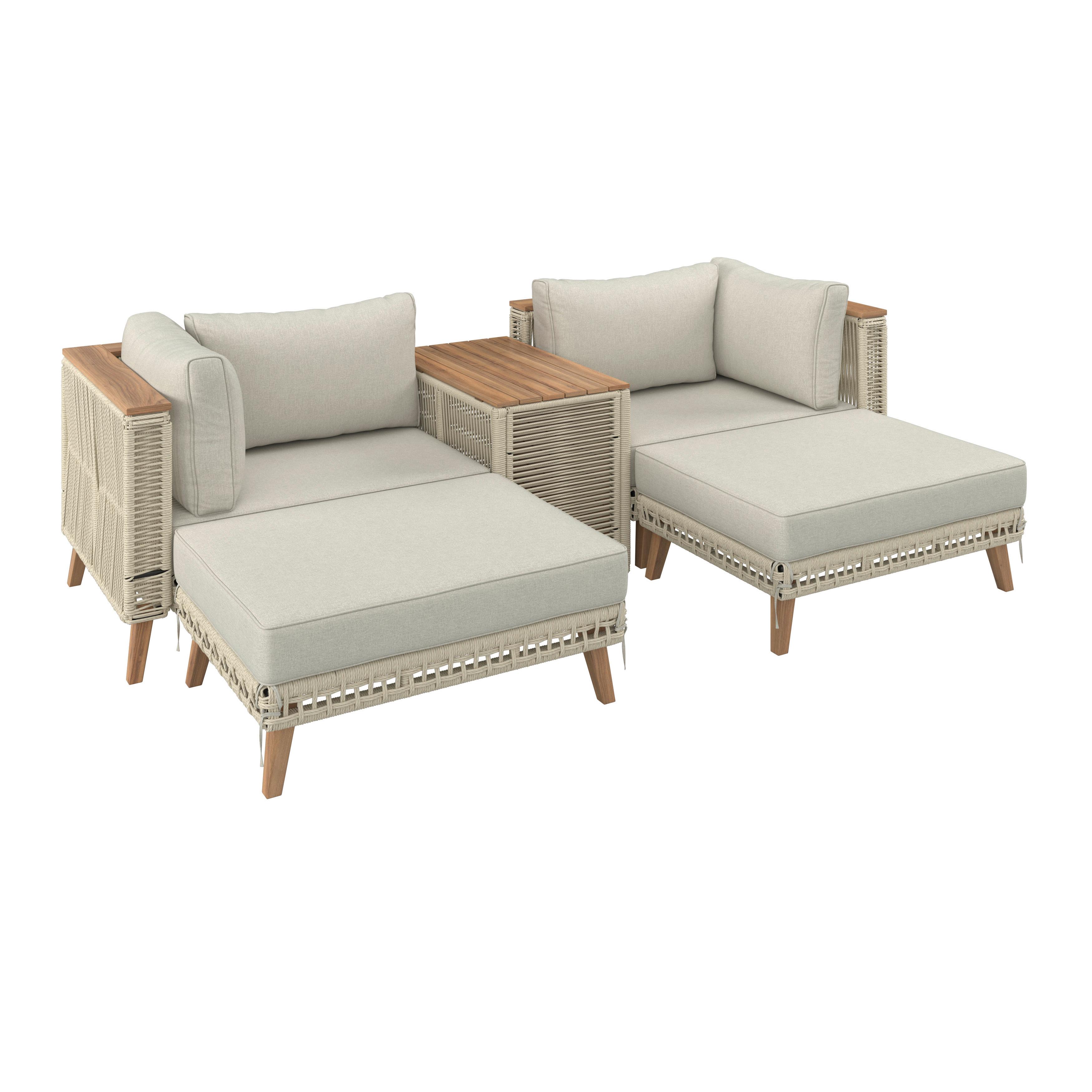 LOUNGEGRUPP MARILOU - ljusgrå/cremefärgad, Modern, metall/trä - Bessagi Garden