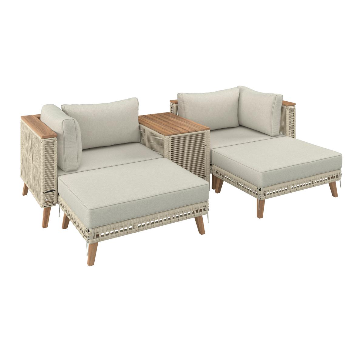 Lounge Garnitura Marilou, 3-Delno, Svetlo Siva - svetlo siva, Moderno, kovina/umetna masa - Bessagi Garden