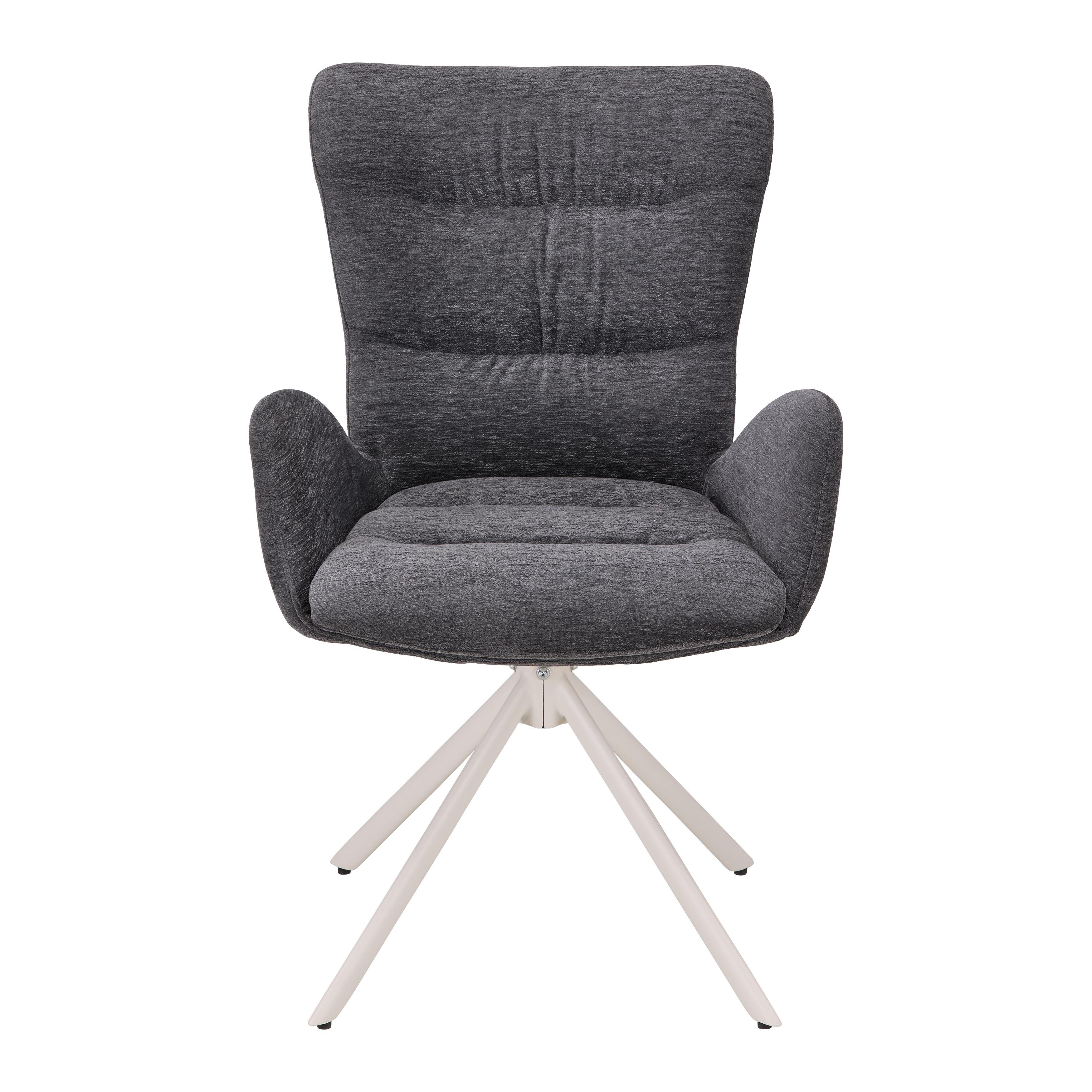 STOL MED ARMSTÖD STELLA - beige/grå, Design, metall/textil (58/91/65cm) - Mömax